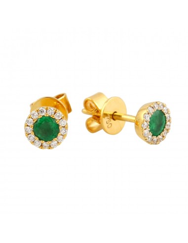 18k Yellow Gold Stud Earrings Natural Emerald Stud Earrings Jewelry 50% de réduction en Octobre 2024