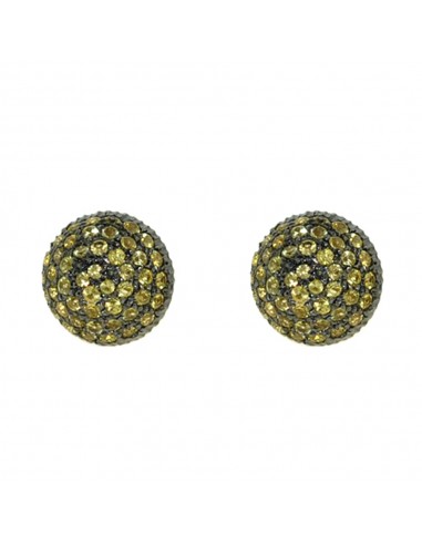 Pave Yellow Sapphire Gold Sterling Silver Round Stud Earrings Handmade Jewelry 50% de réduction en Octobre 2024