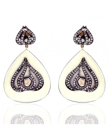 2.05ct Diamond Gold Pear Shape Dangle Earring 925 Sterling Silver Enamel Jewelry Comparez plus de prix