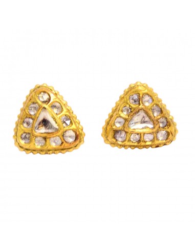 18k Yellow Gold Studded Diamond Triangle Stud Earrings Women's Jewelry suggérées chez