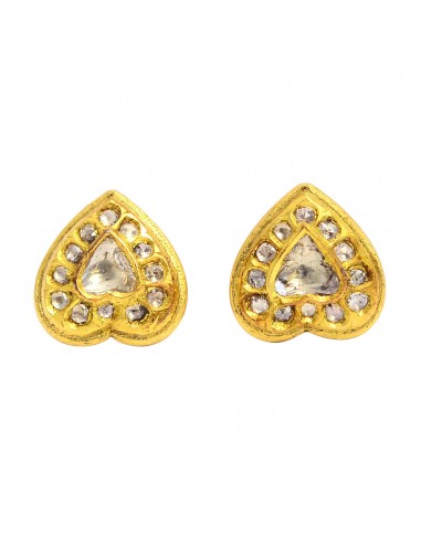 Rose Cut Diamond 22k Yellow Gold Stud Earrings Handmade Jewelry Livraison rapide