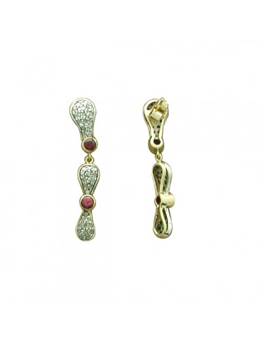 Modern1.5ct Red Garnet Diamond Dangle Earrings 14kt Gold Sterling Silver Jewelry En savoir plus