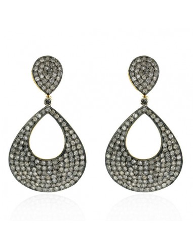 3.3Ct Pave Diamond Dangle Earrings 14K Gold 925 Silver Handmade Jewelry une grave pollution 