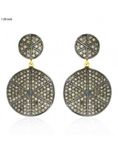 14k Gold 2.5ct Pave Diamond Round Disc Dangle Earrings 925 Silver Women Jewelry 2024