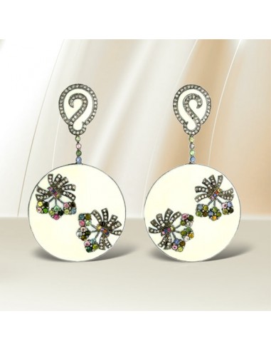 3.07ct Gemstone Diamond Enamel Dangle Earrings Gold .925 Sterling Silver Jewelry paiement sécurisé