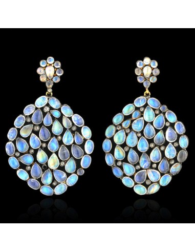 43 ct Moonstone Diamond 14 kt Gold .925 Sterling Silver Dangle Earrings Jewelry Le MVP de beaucoup