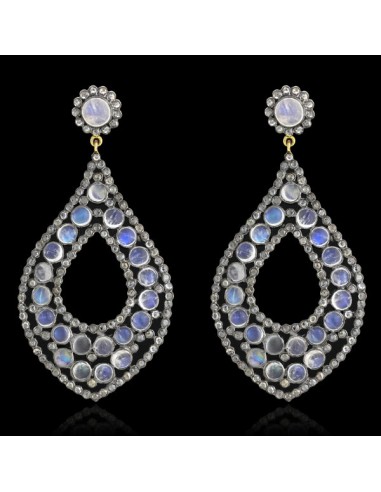 14.93ct Moonstone Diamond 14 kt Gold 925 Sterling Silver Dangle Earrings Jewelry Comment ça marche