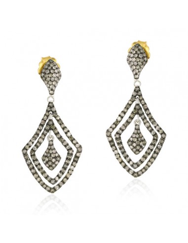 1.82ct Pave Diamond Gold Sterling Silver Dangle Earrings Jewelry Découvrez la collection