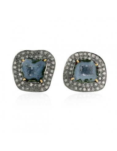 6.7 ct Gemstone 18kt Gold Diamond Sterling Silver Handmade Stud Earrings Jewelry destockage