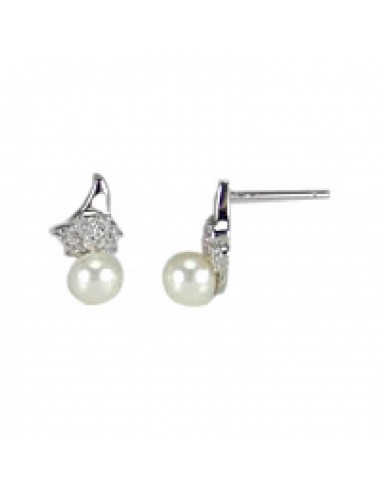 1.75ct Natural Pearl Stud Earrings 18k White Gold Jewelry rembourrage situé sous