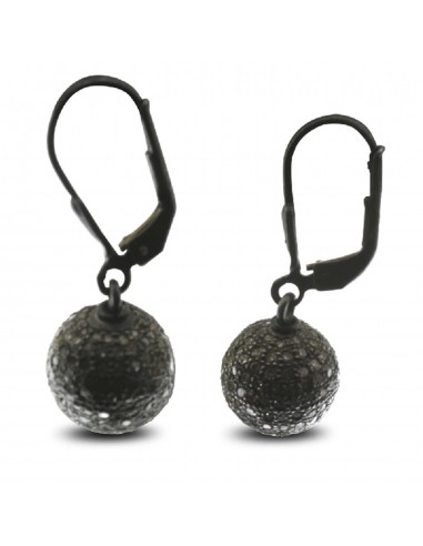 Pave Diamond Sterling Silver Pave Bead Ball Dangle Earrings Vintage Look Jewelry le concept de la Pate a emporter 