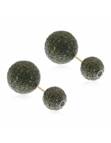 Pave Tsavorite Double Slide Ball Tunnel Earrings 18k Gold 925 Silver Jewelry Le MVP de beaucoup