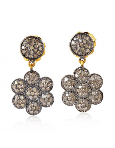 1.5ct Diamond 14k Gold 925 Sterling Silver Floral Design Dangle Earrings Jewelry Jusqu'à 80% De Réduction