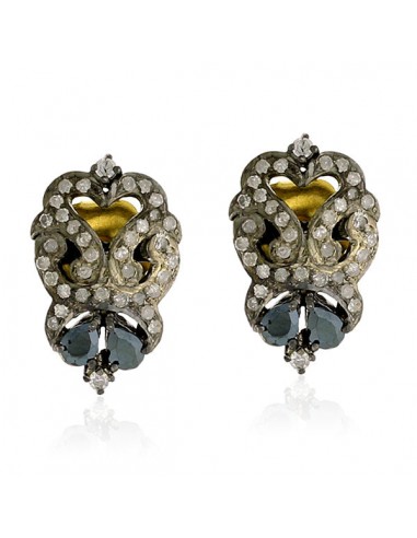 0.87ct Diamond Black Spinel Stud Earrings 18kt Gold 925 Sterling Silver Jewelry plus qu'un jeu 