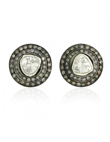 Vintage Style Handmade Stud Earrings Pave Diamond 14K Gold 925 Silver Jewelry vous aussi creer 