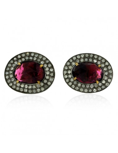 7.88ct Natural Tourmaline Stud Earrings 18k Gold 925 Silver Diamond Jewelry JUSQU'A -70%! 