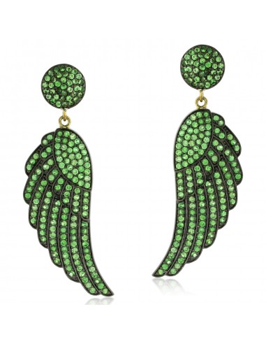 Angel Wings Style 14k Gold 4.2ct Tsavorite Sterling Silver Drop Earrings Jewelry en linge